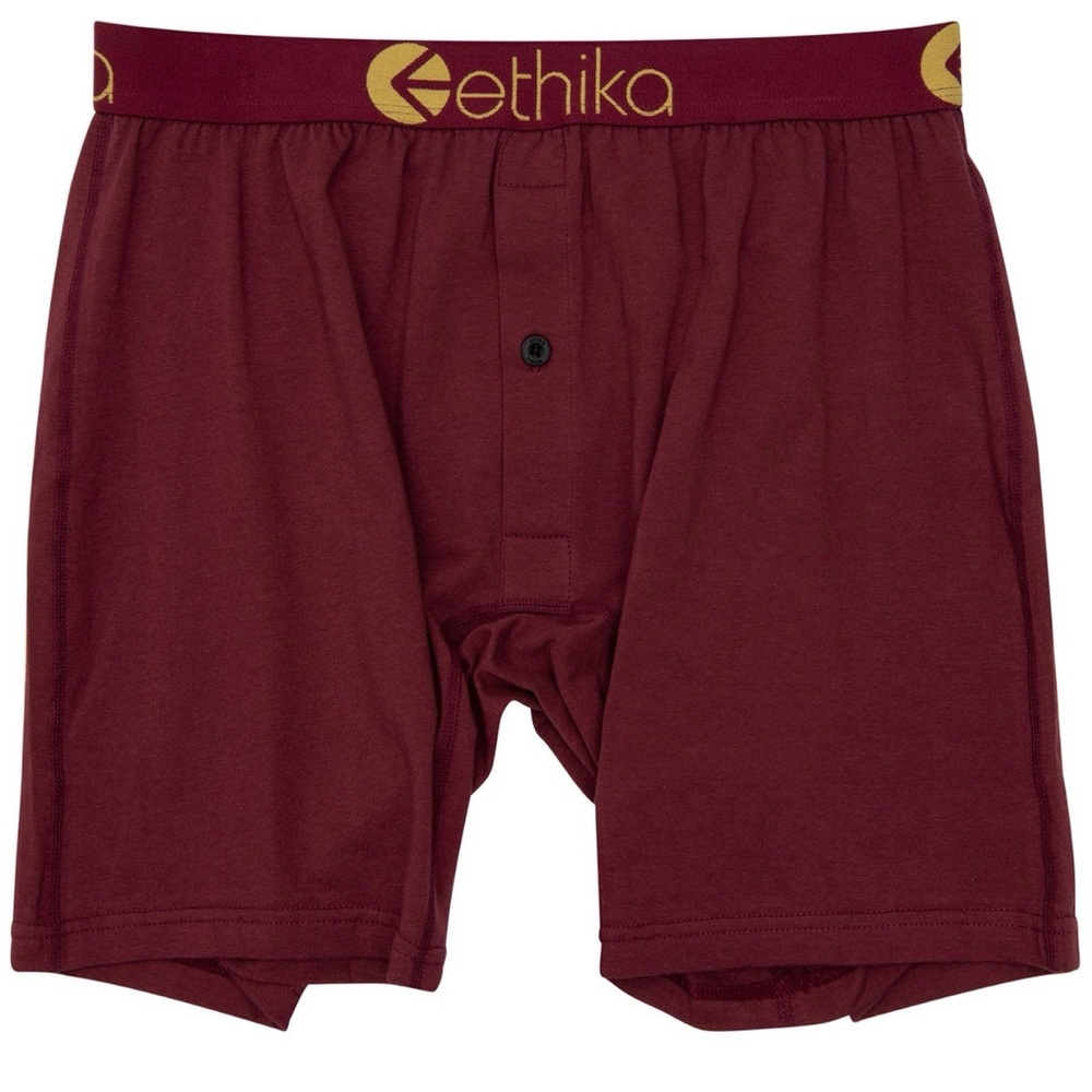 NWT ethika Maroon Boxer Briefs with Gold Logo Waistband (3XL)